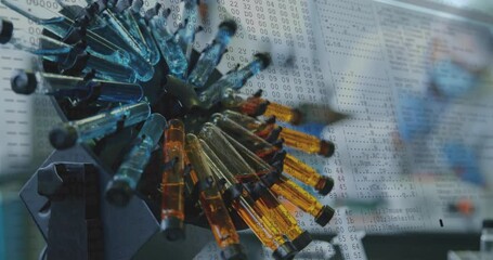 Poster - Animation of data processing over test tubes in laboratory