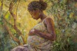 © Polina AI Art - Portray a Black woman expecting a baby in a moment of quiet contemplation