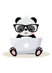 Wall Mural - Cute panda working with laptop