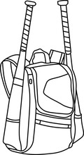 Bat Bag Outline Vector Illustration