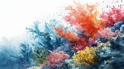 Wall Mural - illustration with the drawing of a Coral Reef