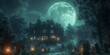 Moonlit Night at the Haunted Mansion Generative AI