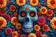 DÃ­a de los Muertos Skull with a Flower Bouquet Generative AI