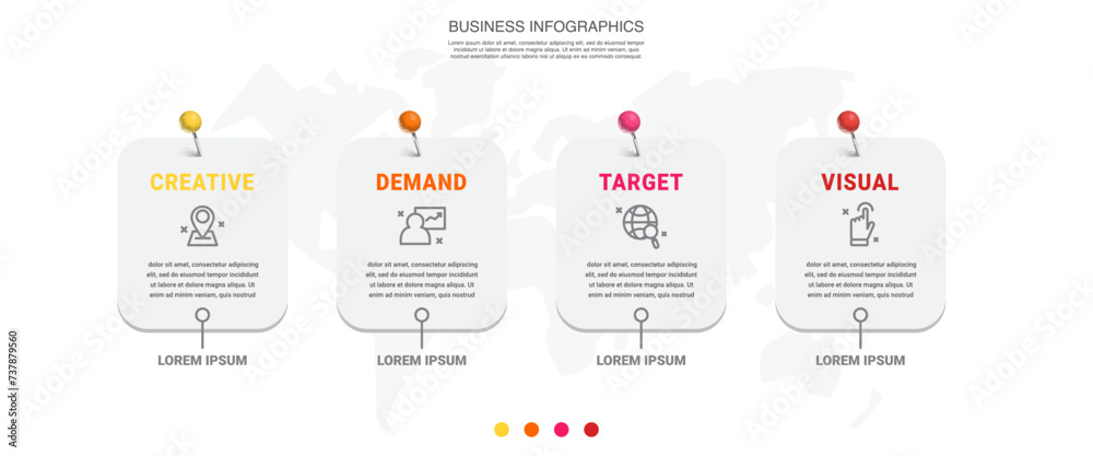 Infographic vector futuristic template with four steps and options ...