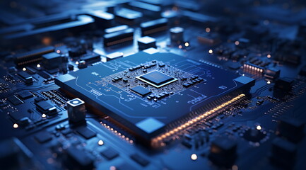 electronic computer hardware technology. motherboard digital chip. ai generated.