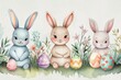 Happy Easter Eggs Basket calla lilies. Bunny in flower easter laugh out loud decoration Garden. Cute hare 3d rosy brown easter rabbit spring illustration. Holy week render quality card wallpaper mark