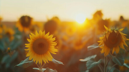 Wall Mural - Sunflower field. 