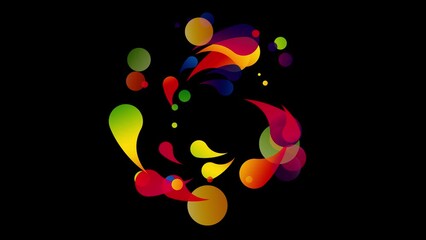 Canvas Print - animated color splash and bubbles in abstract shape