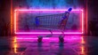 Neon Shopping Cart A Futuristic Retail Experience Generative AI