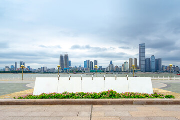 Poster - Yangtze River and skyscrapers, Wuhan, China.