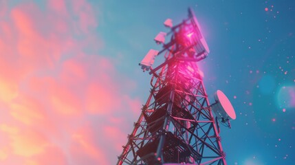 Aufkleber - The antennas for wireless networks. The cell stations for smart city connections, mobile equipment, and the broadcasting towers for high speed internet communication.