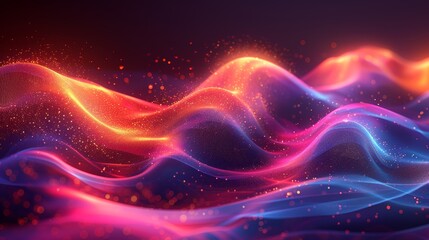 Leinwandbilder - Vector illustration of an abstract dark background with glowing wave. Shiny moving lines design element. Modern purple blue gradient flowing wave lines design element. Futuristic technology concept.