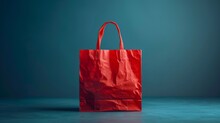Red Paper Hand-held Packaging Bag With Isolated Background