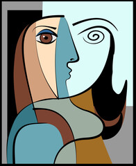 Wall Mural - Colorful background, cubism art style,abstracts portraits