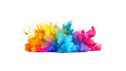 Wall Mural - abstract powder splatted background. Colorful powder explosion on white background. colorful rainbow holi paint color powder explosion isolated white wide panorama background. colorful vibrant rainbow