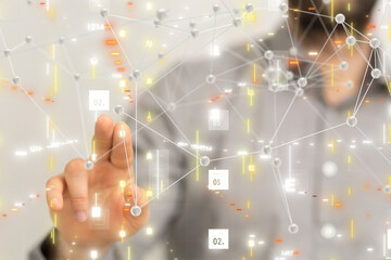 neural network 3d illustration. big data and cybersecurity