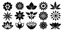 15 Different Flower Silhouette Logo Or Icons Set. Simple Flower Icon