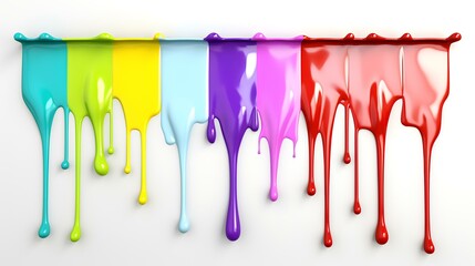 Poster - Rainbow-colored paint dripping on a white background