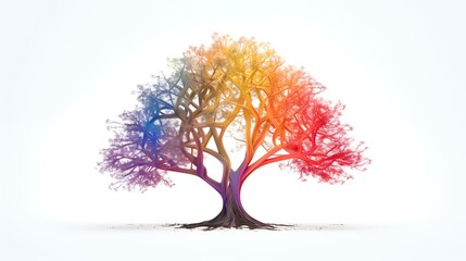 Wall Mural - Rainbow tree isolated in front of white background