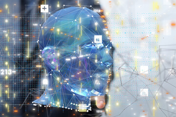 Poster - digital medical futuristic interface 3D rendering - neural network exposure digital