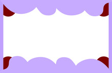 Banner Template White Background Vector. Purple Irregular Bubble Shapes Red Circles Corner Design.