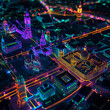 Transport yourself to a forgotten era with an AI generated map illustrating historic landmarks bathed in neon