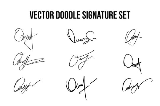 Set of unique fictitious handwritten autograph doodles. Fake signature collection on O letter. Scrawl lettering for business, signing of documents, certificates and contracts.	