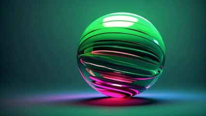 Wall Mural - 4k animation of an abstract green sphere on a green background. futuristic digital ai generated illu