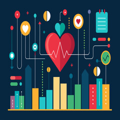 Poster - Data visualization depicting the heartbeat of technology vektor illustation