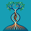 DNA helix as the roots of a tree, branching out vektor illustation