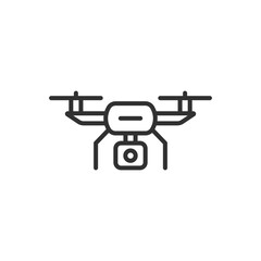 Wall Mural - A drone with a camera, linear icon. Line with editable stroke