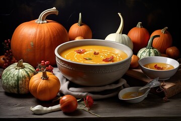 pumpkin soup in autumn