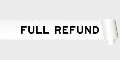 Sticker - Ripped gray paper background that have word full refund under torn part