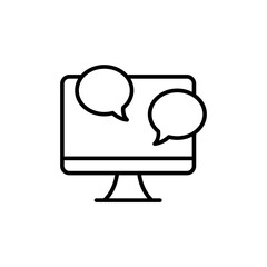 Poster - Online chat outline icons, accounting minimalist vector illustration ,simple transparent graphic element .Isolated on white background