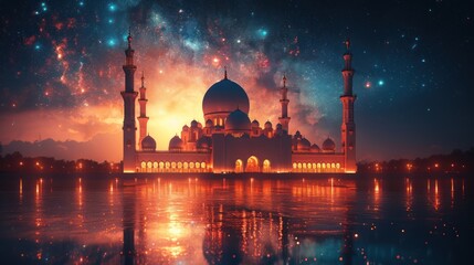 Wall Mural - Abstract image of arabic mosque in the form of a starry sky
