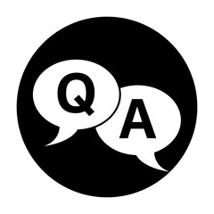 Poster - Round Q&A speech balloon icon. Vector.