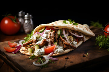 Wall Mural - doner kebab or gyros in pita bread