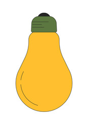 Poster - Lightbulb energy-saving 2D linear cartoon object. Efficiency light bulb isolated line vector element white background. Sustainable incandescent. Lighting equipment color flat spot illustration