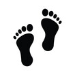 © Fourdoty - Foot print icon. Simple solid style. Bare foot print, feet, human footstep, footprint concept. Black silhouette, glyph symbol. Vector illustration isolated.