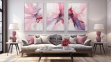 Fototapeta Pokój dzieciecy - Gray and Pink Wall Art Duo