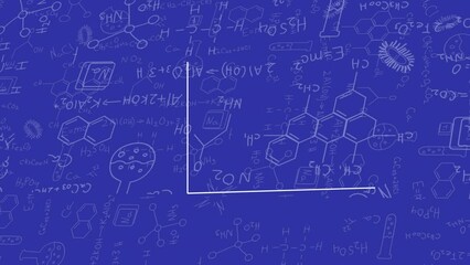 Poster - Animation of mathematical data processing over blue background