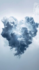 Canvas Print - A heart shaped cloud with lightning coming out of it