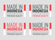 made in Indonesia labels set, Republic of Indonesia product icons