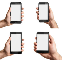 Poster - Set of man hand holding the black smartphone with blank screen