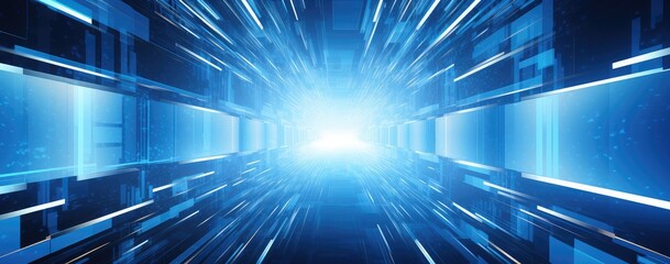 Wall Mural - Futuristic Digital Tunnel with Bright Light