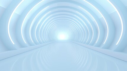 Sticker - Futuristic Blue-Lit Tunnel Corridor Perspective