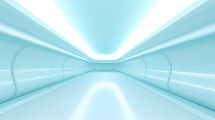 Sticker - Futuristic Curved Corridor with Bright Lighting