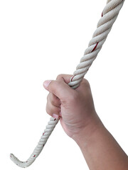 Rope in hand on, transparent background