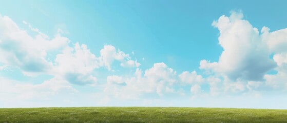 Sticker - Serene Green Meadow with Expansive Blue Sky