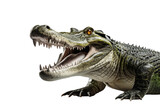 Fototapeta Zwierzęta - Large Alligator With Open Mouth and Wide Teeth. A photo of a massive alligator displaying its fearsome teeth as it opens its mouth wide.